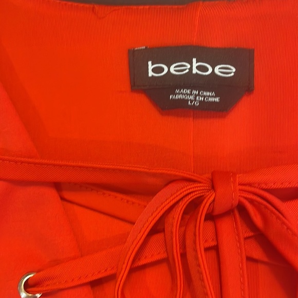Bebe Red Criss Cross Body Suit, V Neck, Size Large - Picture 5 of 11